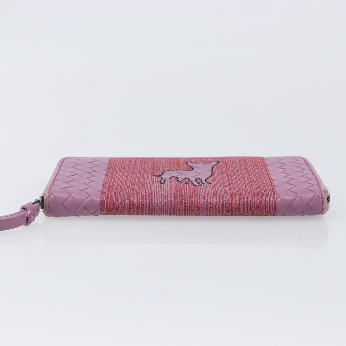 BOTTEGA VENETA INTRECCIATO Long Wallet Leather Purple Auth bs37355