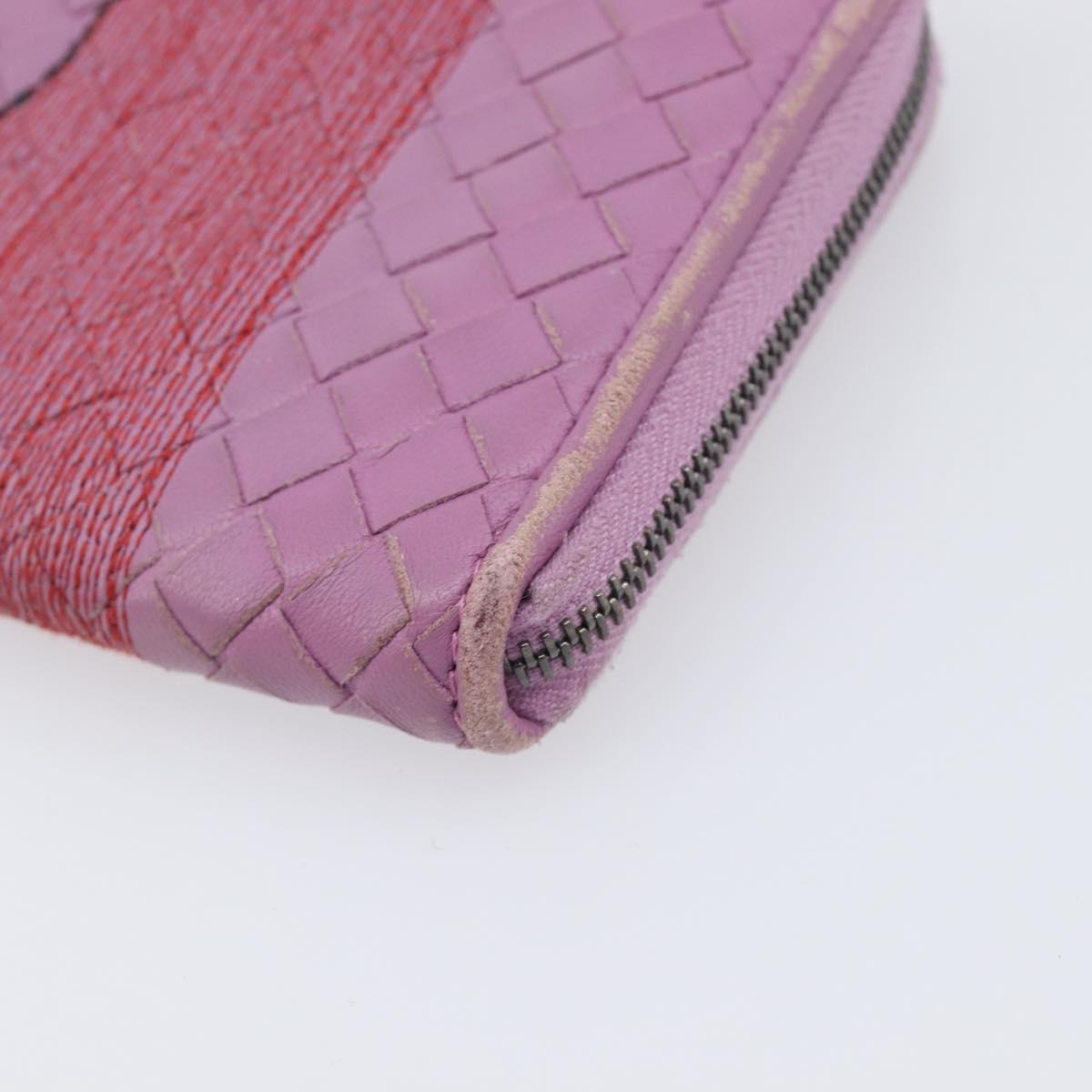 BOTTEGA VENETA INTRECCIATO Long Wallet Leather Purple Auth bs37355