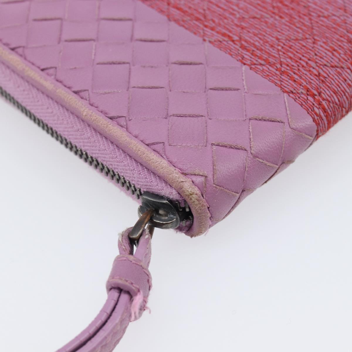 BOTTEGA VENETA INTRECCIATO Long Wallet Leather Purple Auth bs37355
