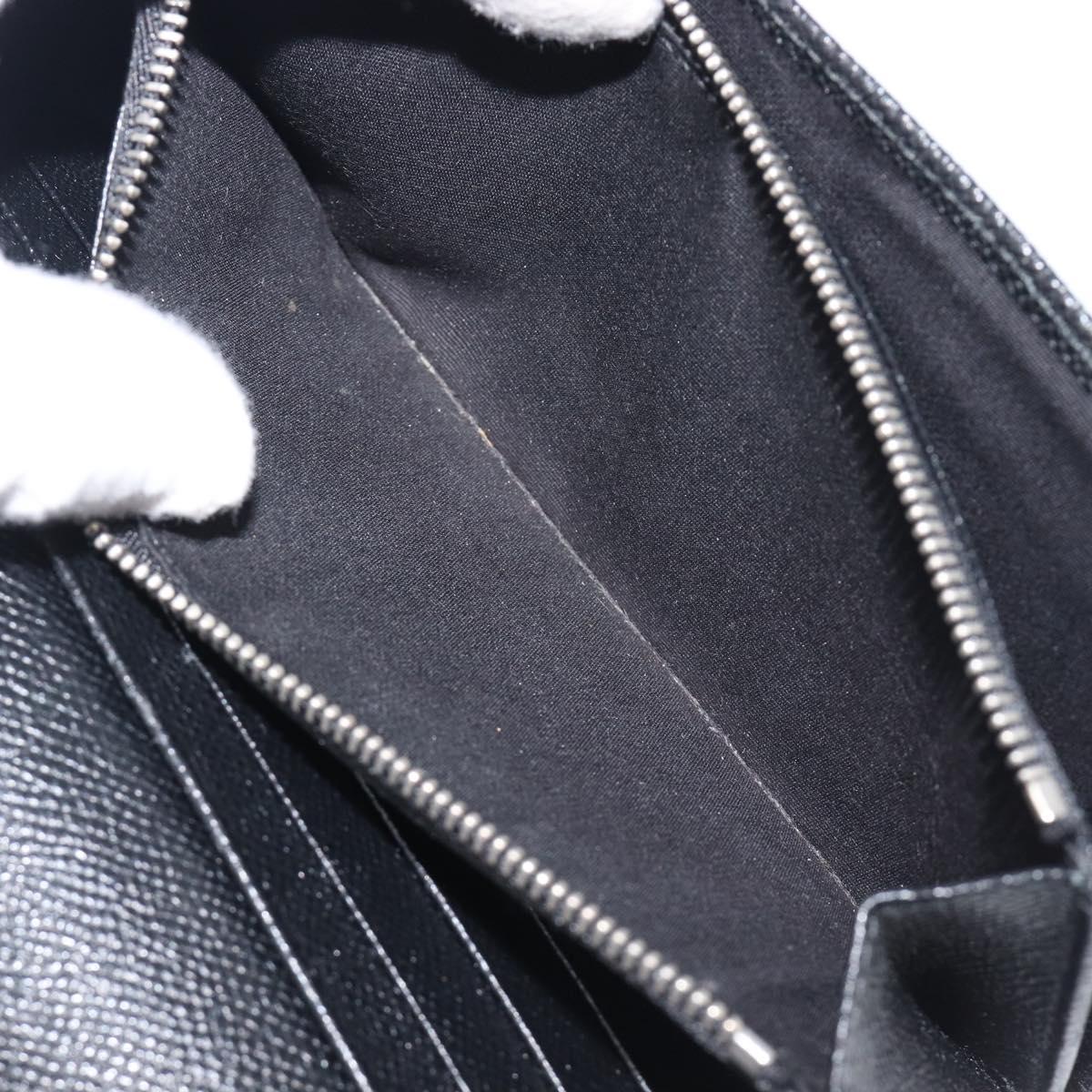 BVLGARI Long Wallet Leather 2 Set Black Auth bs37356