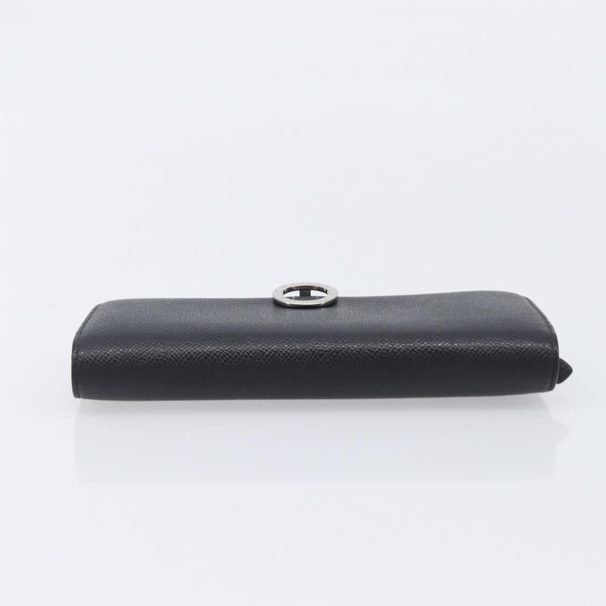BVLGARI Long Wallet Leather 2 Set Black Auth bs37356