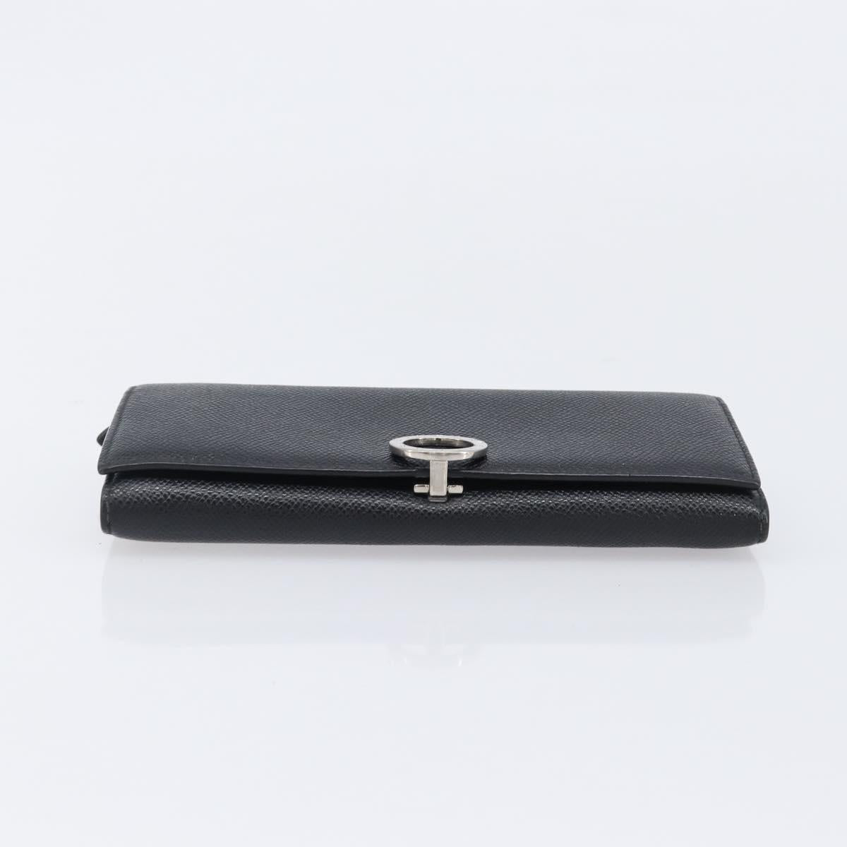 BVLGARI Long Wallet Leather 2 Set Black Auth bs37356