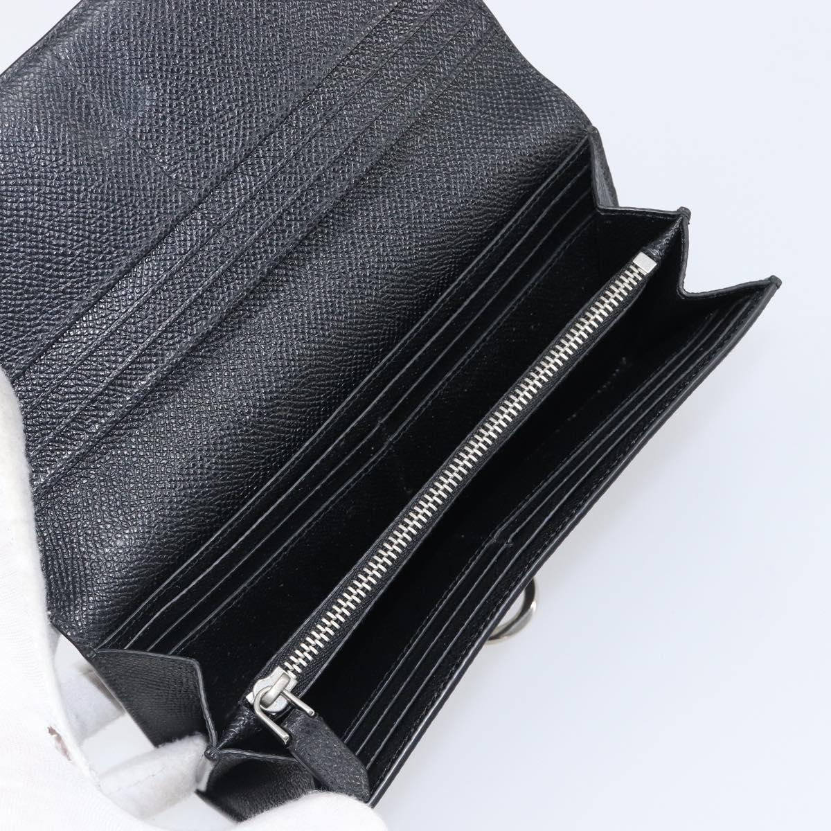 BVLGARI Long Wallet Leather 2 Set Black Auth bs37356
