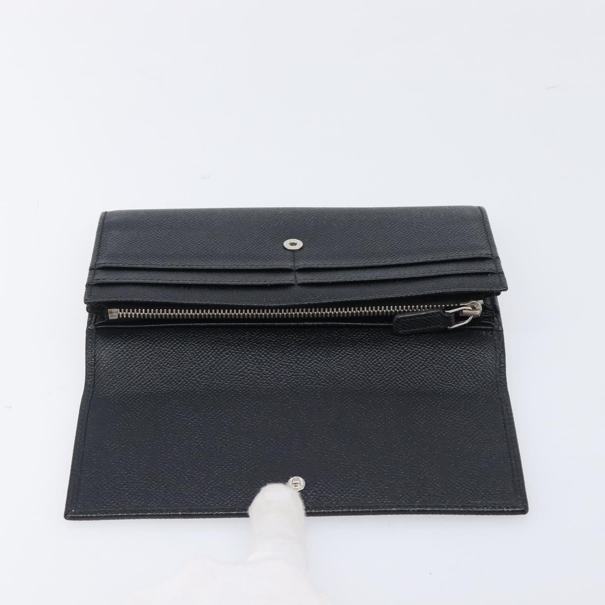 BVLGARI Long Wallet Leather 2 Set Black Auth bs37356