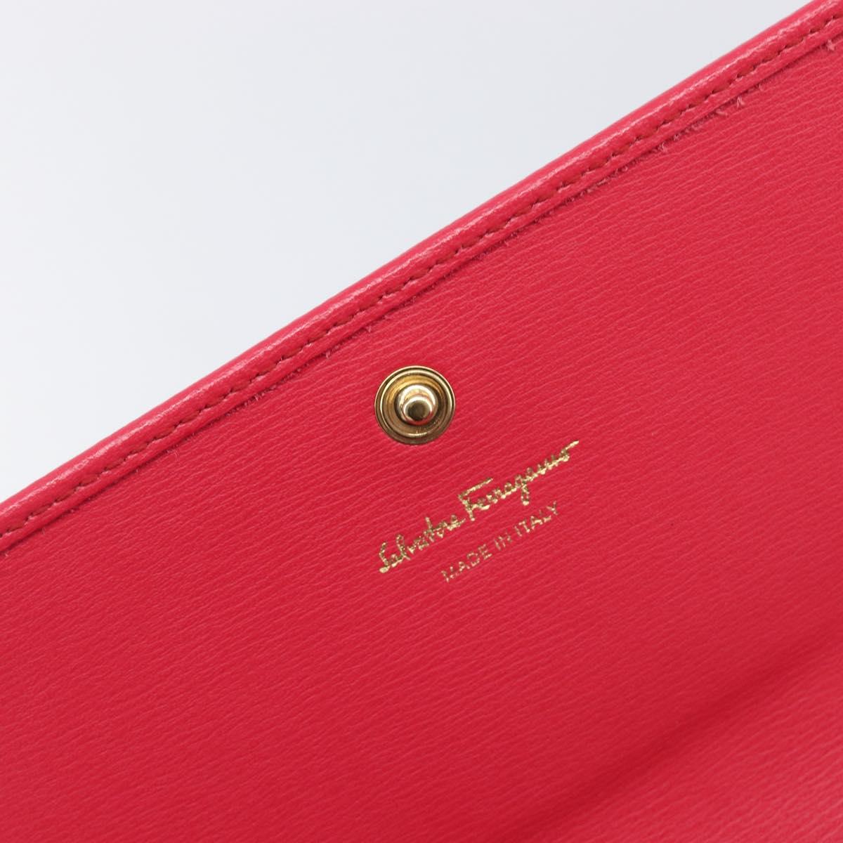 Salvatore Ferragamo Gancini Long Wallet Leather Pink Gold Auth bs37358V