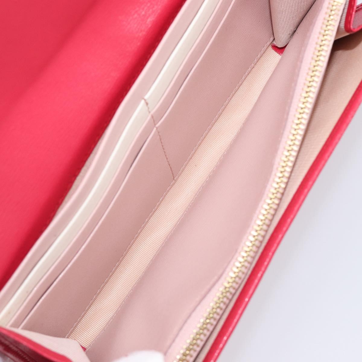 Salvatore Ferragamo Gancini Long Wallet Leather Pink Gold Auth bs37358V