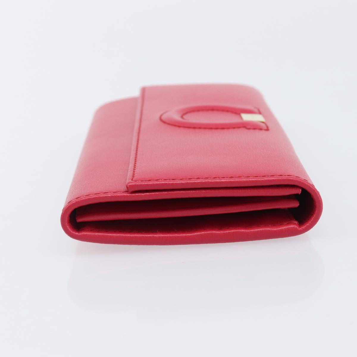 Salvatore Ferragamo Gancini Long Wallet Leather Pink Gold Auth bs37358V