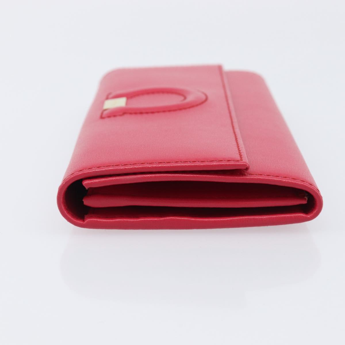 Salvatore Ferragamo Gancini Long Wallet Leather Pink Gold Auth bs37358V