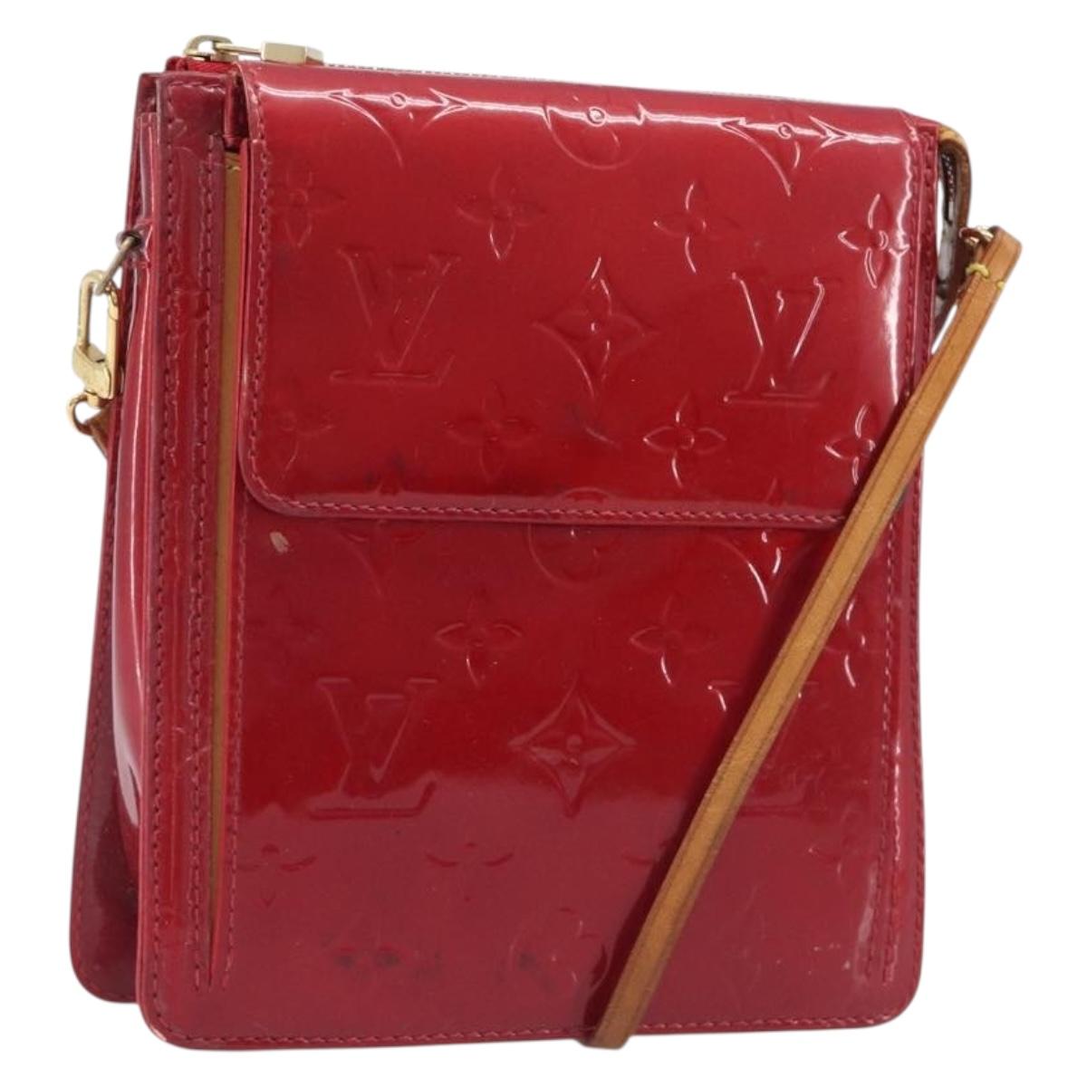LOUIS VUITTON Monogram Vernis Motto Accessory Pouch Red M91137 LV Auth bs37359