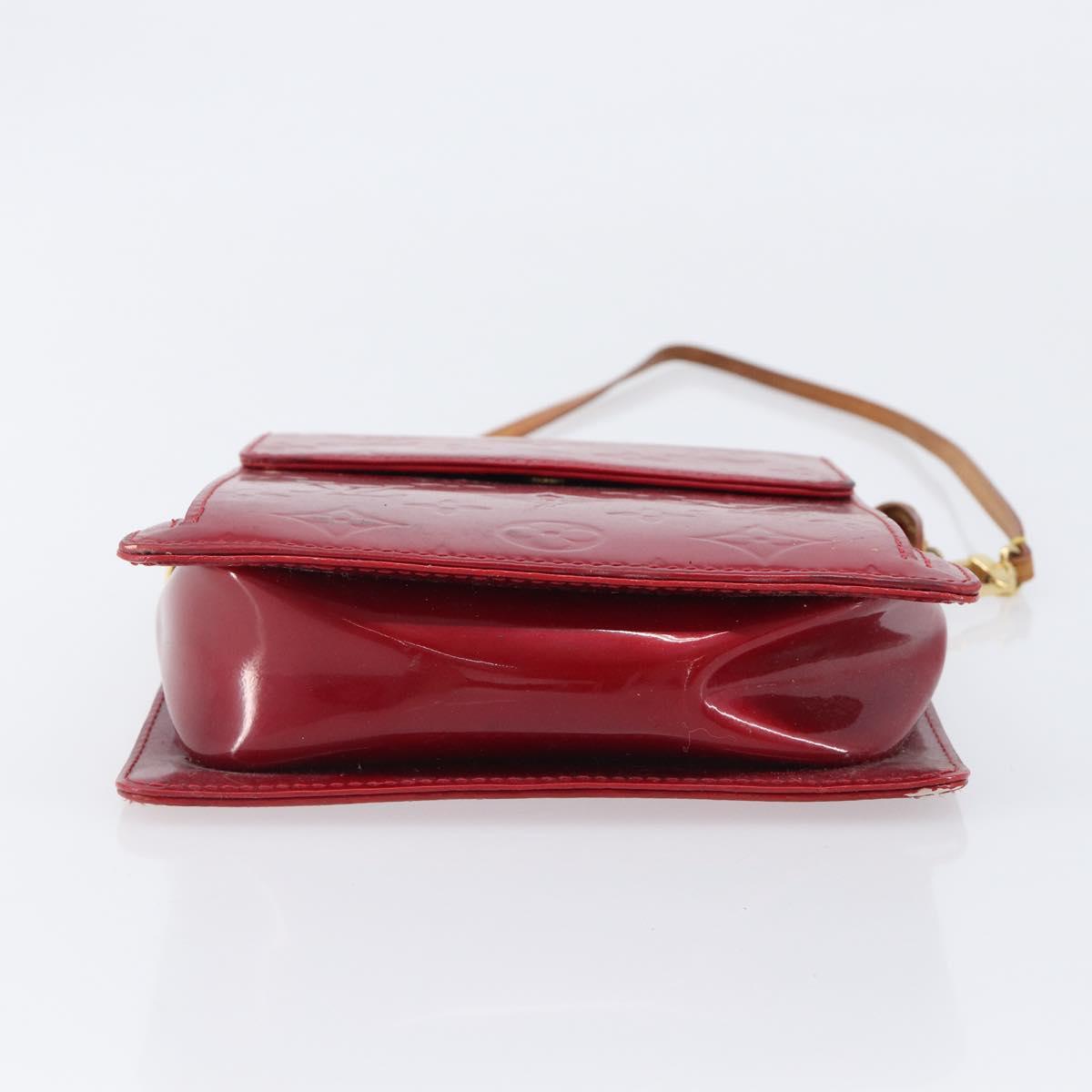 LOUIS VUITTON Monogram Vernis Motto Accessory Pouch Red M91137 LV Auth bs37359