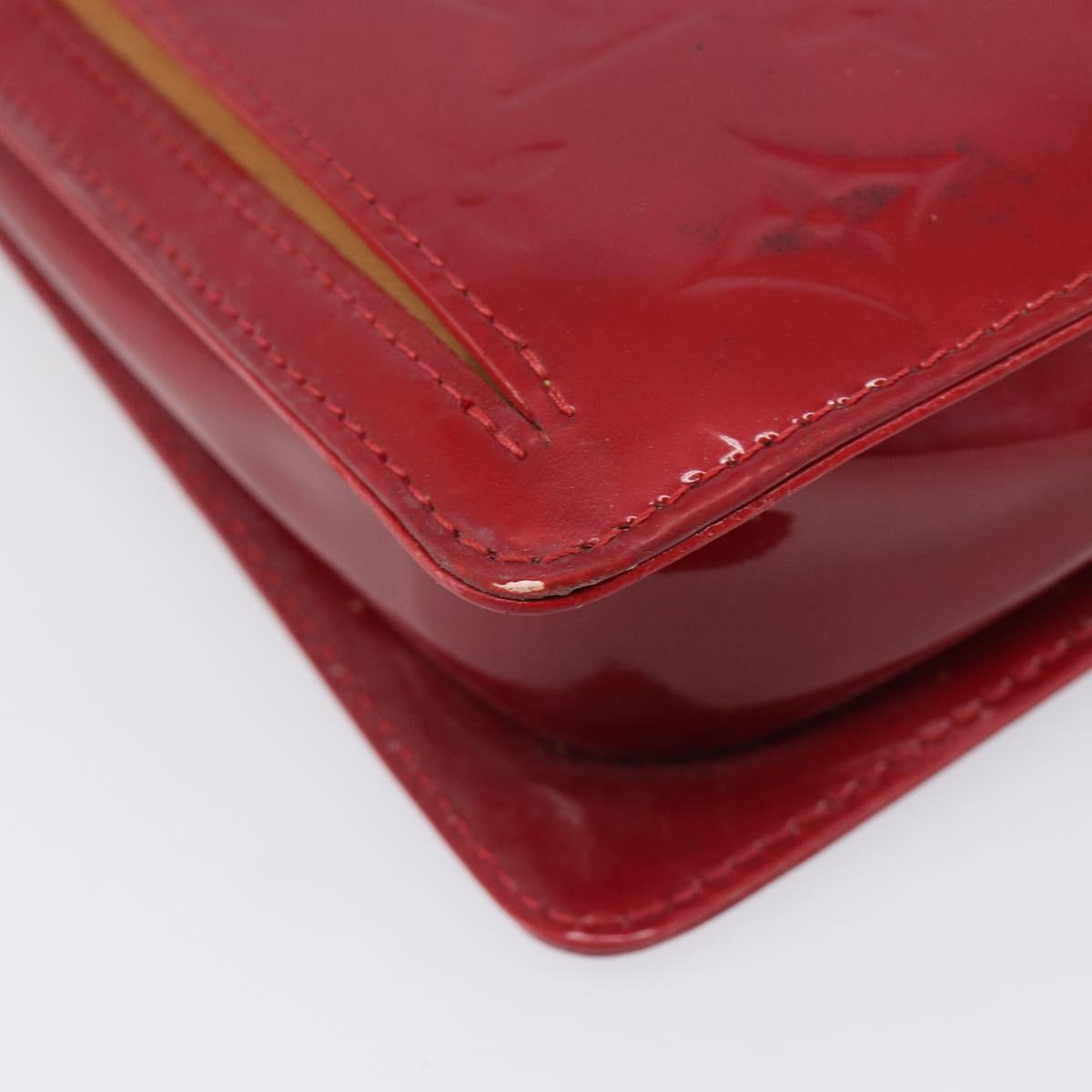 LOUIS VUITTON Monogram Vernis Motto Accessory Pouch Red M91137 LV Auth bs37359