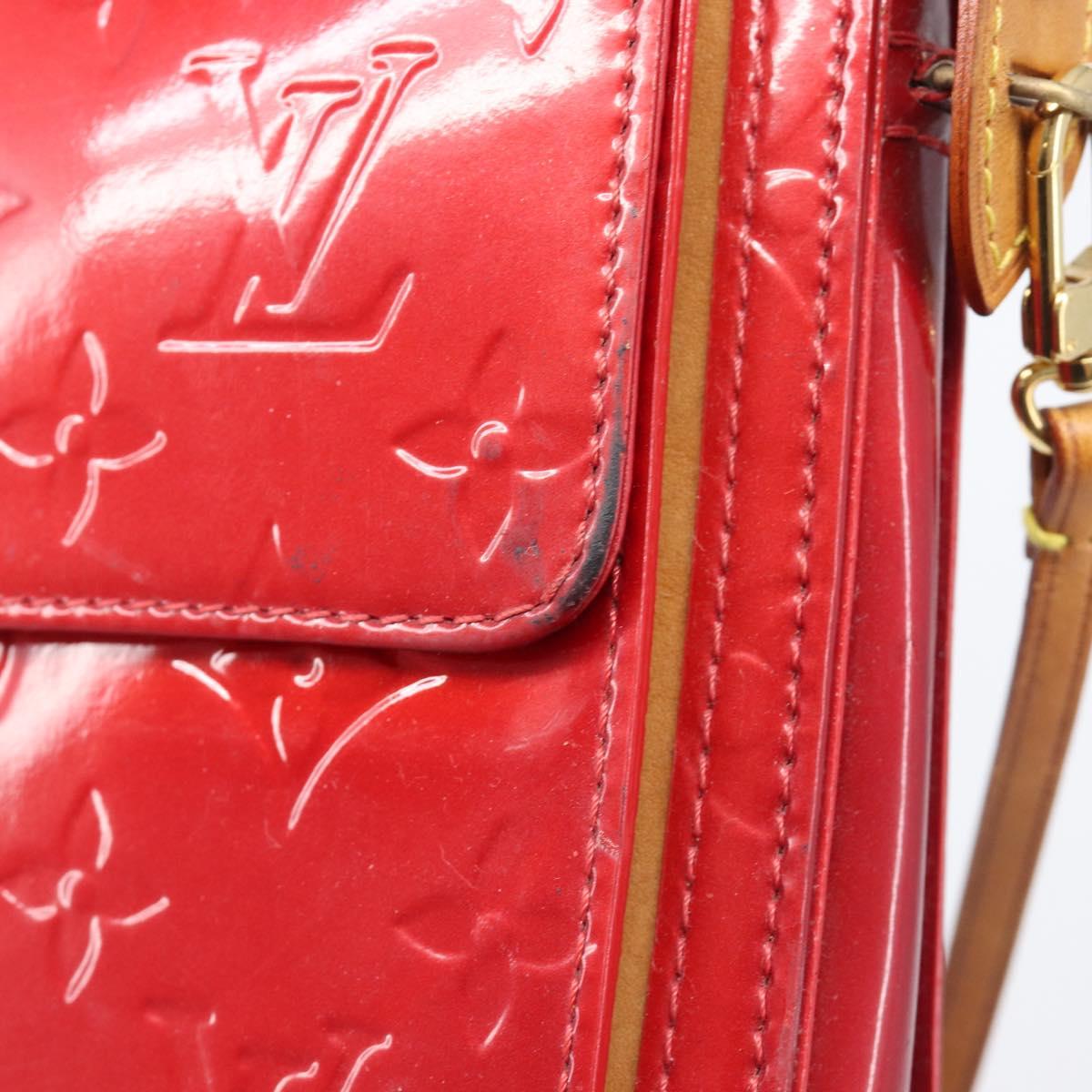 LOUIS VUITTON Monogram Vernis Motto Accessory Pouch Red M91137 LV Auth bs37359