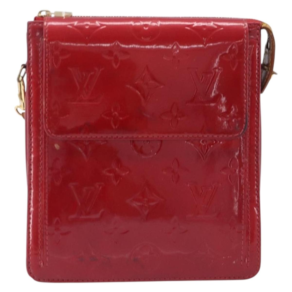 LOUIS VUITTON Monogram Vernis Motto Accessory Pouch Red M91137 LV Auth bs37359