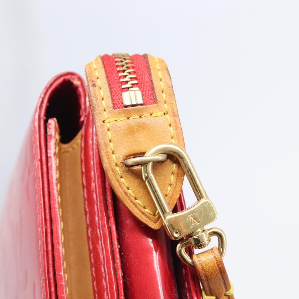 LOUIS VUITTON Monogram Vernis Motto Accessory Pouch Red M91137 LV Auth bs37359