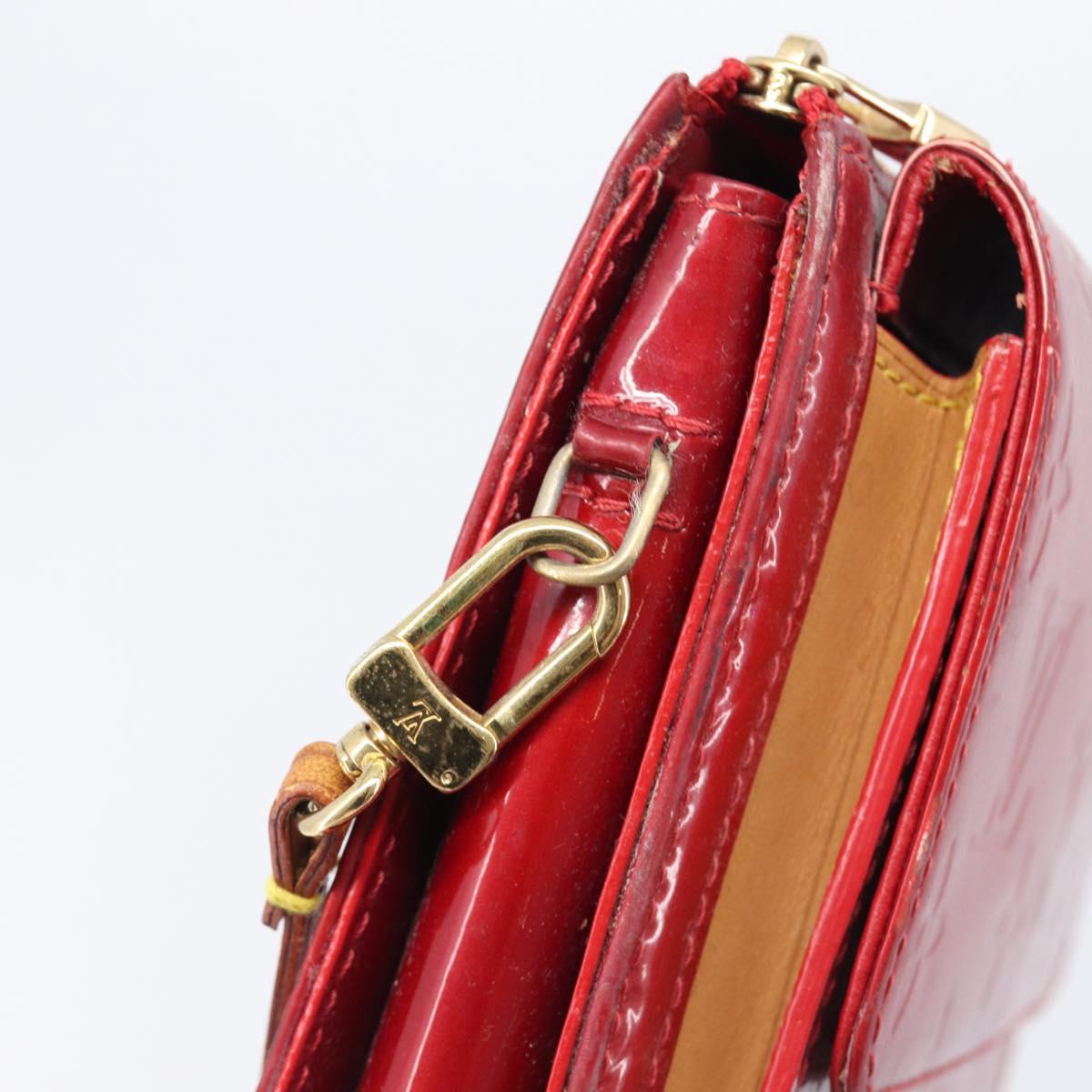 LOUIS VUITTON Monogram Vernis Motto Accessory Pouch Red M91137 LV Auth bs37359