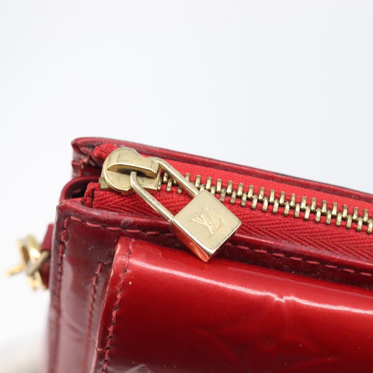 LOUIS VUITTON Monogram Vernis Motto Accessory Pouch Red M91137 LV Auth bs37359