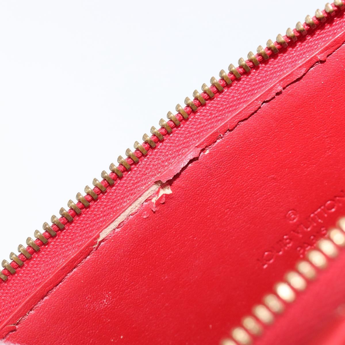 LOUIS VUITTON Monogram Vernis Motto Accessory Pouch Red M91137 LV Auth bs37359
