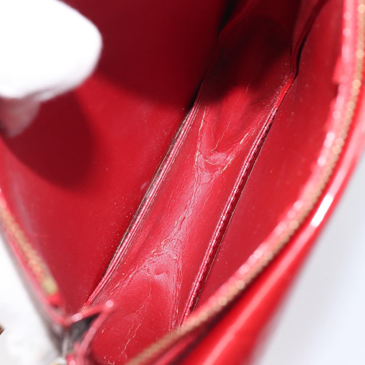 LOUIS VUITTON Monogram Vernis Motto Accessory Pouch Red M91137 LV Auth bs37359