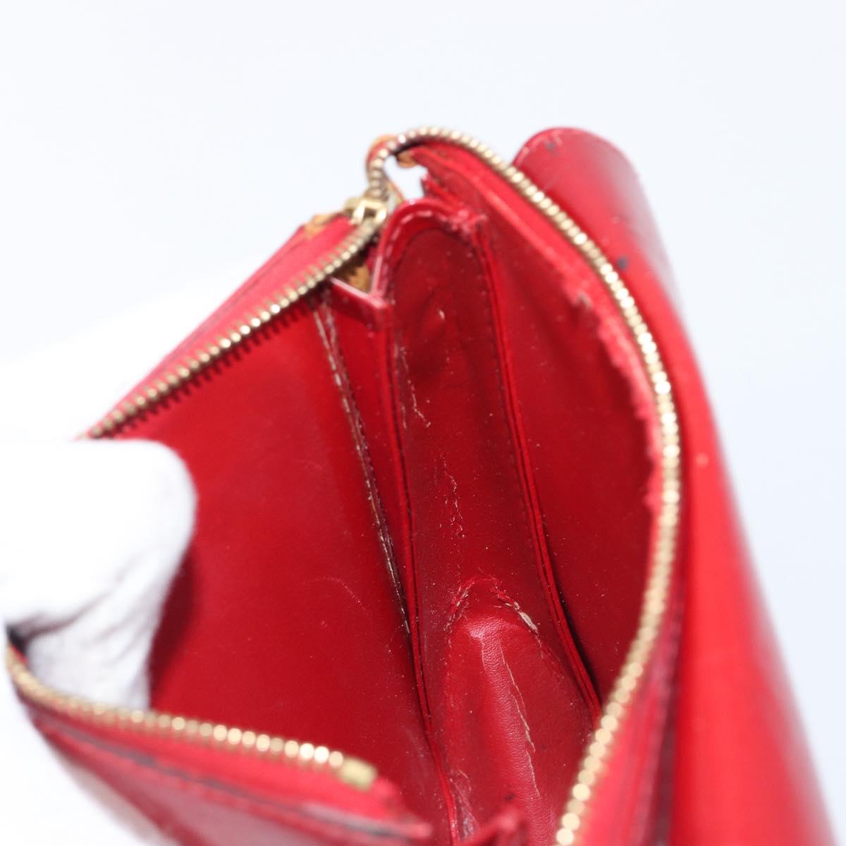 LOUIS VUITTON Monogram Vernis Motto Accessory Pouch Red M91137 LV Auth bs37359