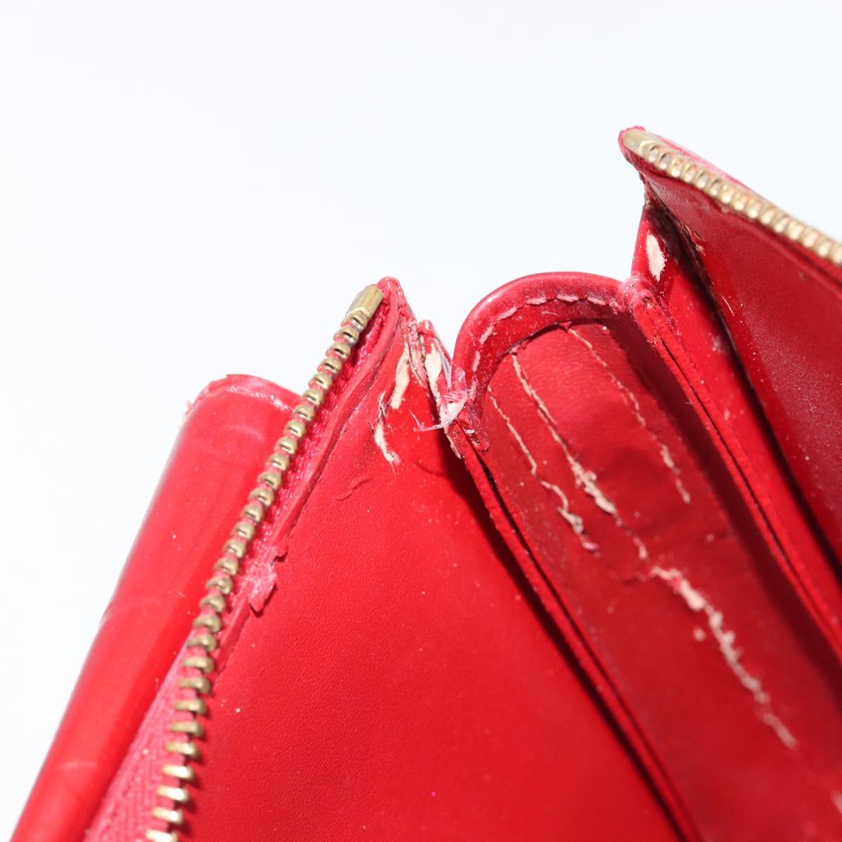 LOUIS VUITTON Monogram Vernis Motto Accessory Pouch Red M91137 LV Auth bs37359