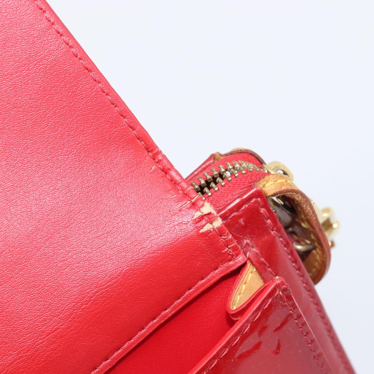 LOUIS VUITTON Monogram Vernis Motto Accessory Pouch Red M91137 LV Auth bs37359