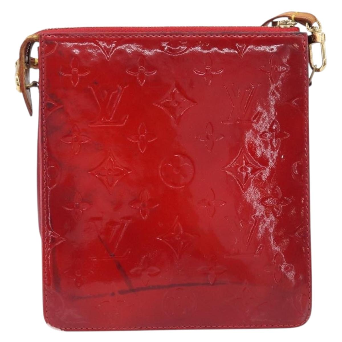 LOUIS VUITTON Monogram Vernis Motto Accessory Pouch Red M91137 LV Auth bs37359