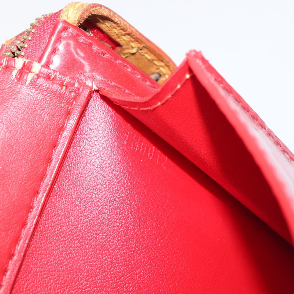 LOUIS VUITTON Monogram Vernis Motto Accessory Pouch Red M91137 LV Auth bs37359