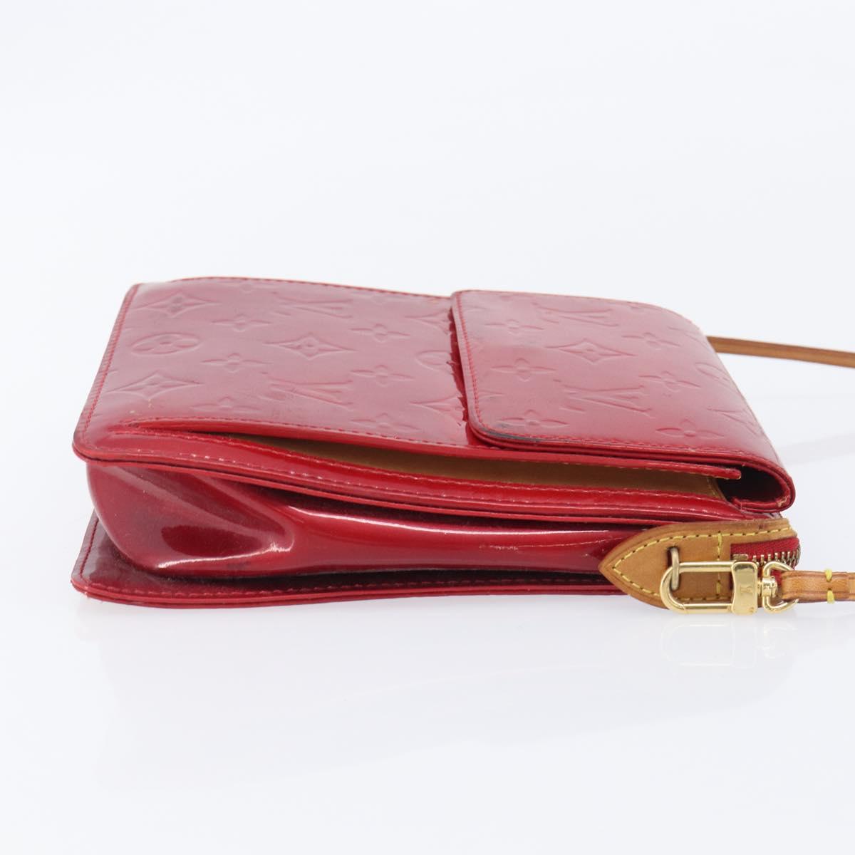 LOUIS VUITTON Monogram Vernis Motto Accessory Pouch Red M91137 LV Auth bs37359