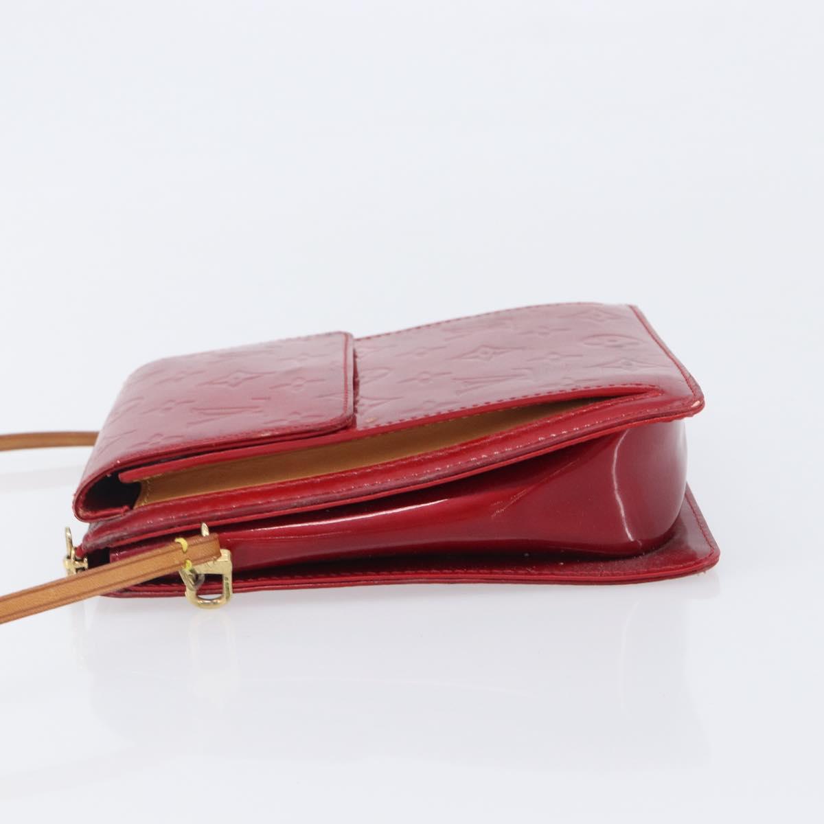 LOUIS VUITTON Monogram Vernis Motto Accessory Pouch Red M91137 LV Auth bs37359