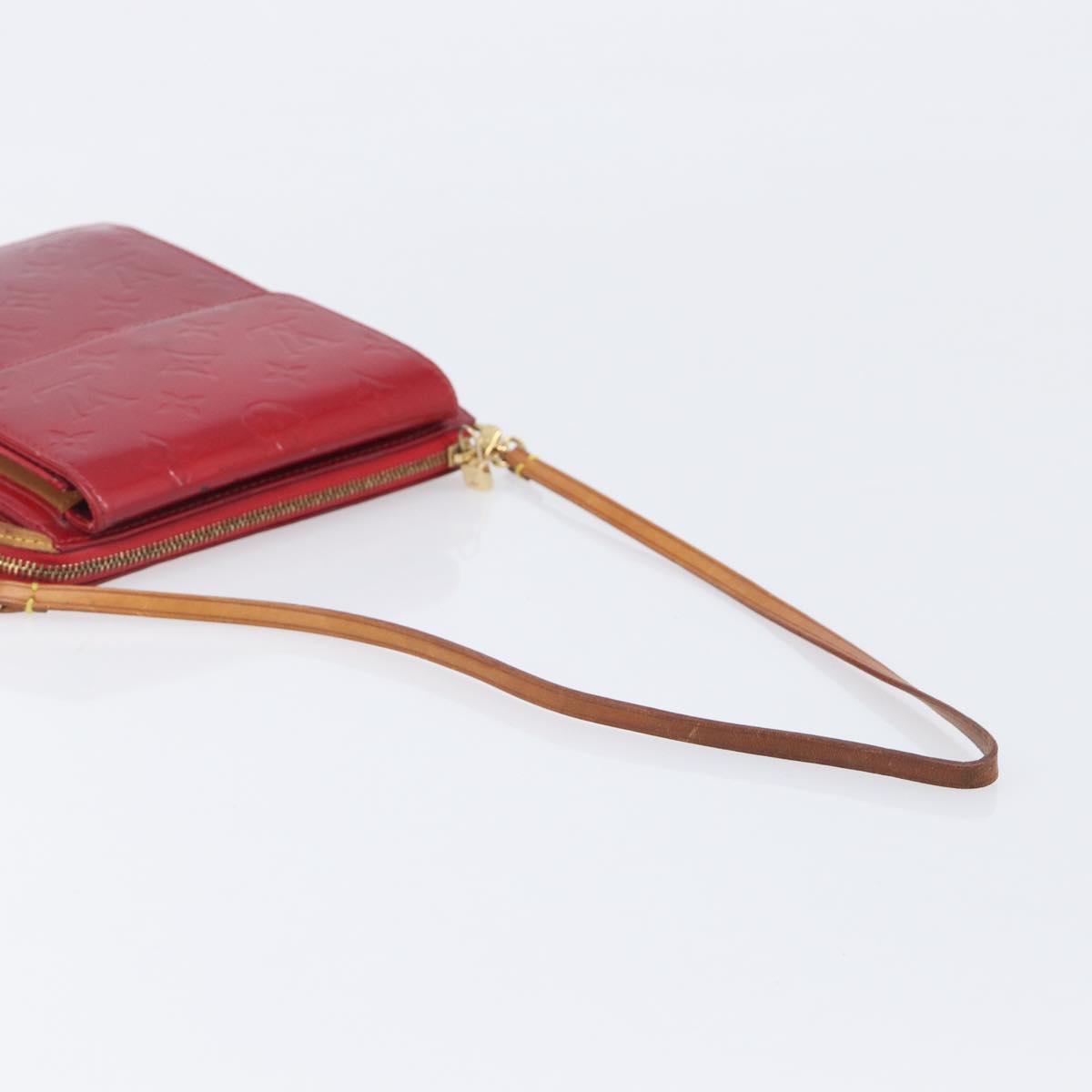 LOUIS VUITTON Monogram Vernis Motto Accessory Pouch Red M91137 LV Auth bs37359