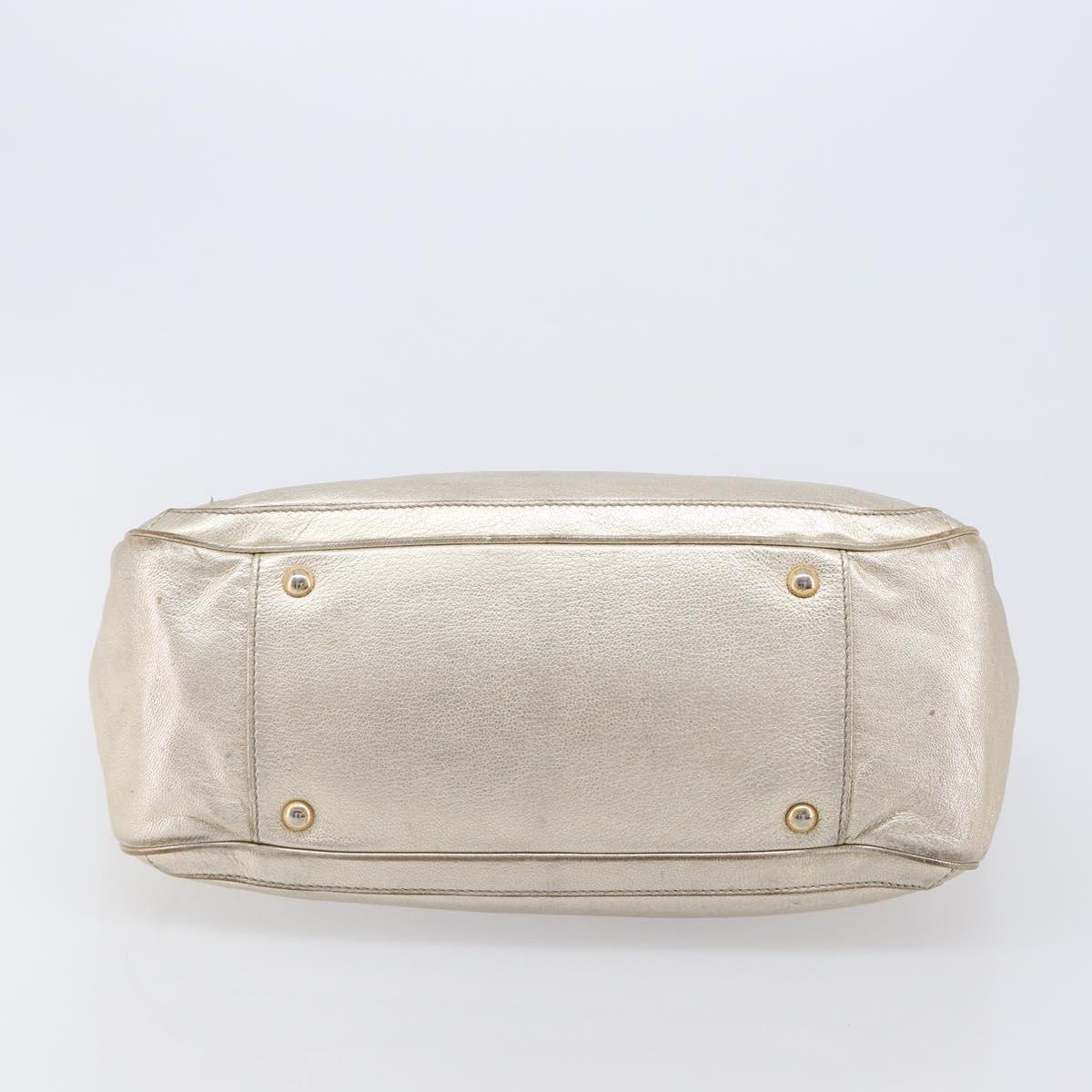 Salvatore Ferragamo Gancini Tote Bag Leather Gold Auth bs37360