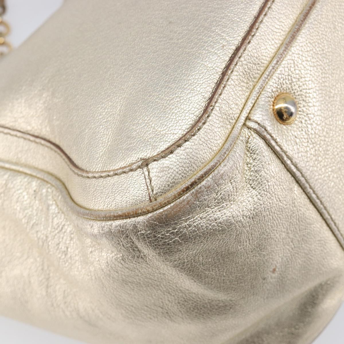 Salvatore Ferragamo Gancini Tote Bag Leather Gold Auth bs37360