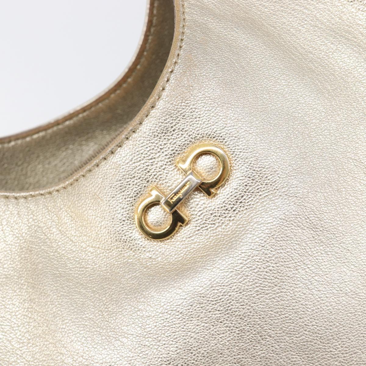 Salvatore Ferragamo Gancini Tote Bag Leather Gold Auth bs37360