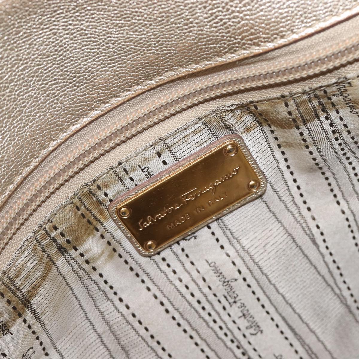 Salvatore Ferragamo Gancini Tote Bag Leather Gold Auth bs37360