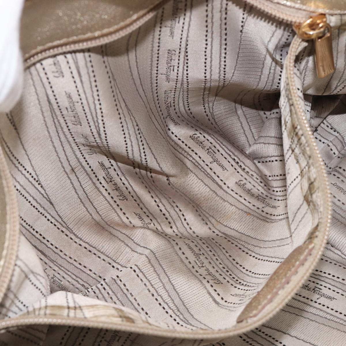Salvatore Ferragamo Gancini Tote Bag Leather Gold Auth bs37360