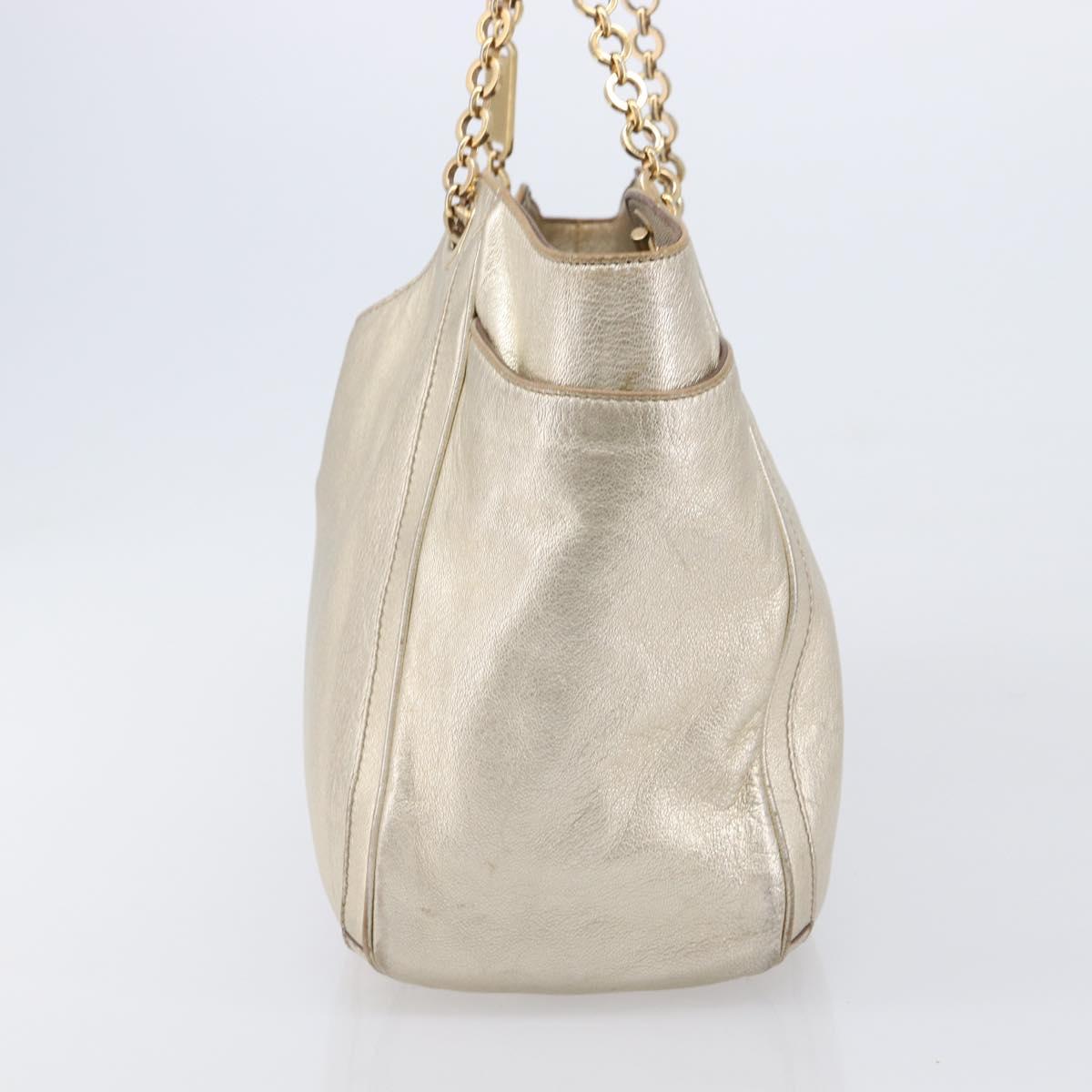 Salvatore Ferragamo Gancini Tote Bag Leather Gold Auth bs37360