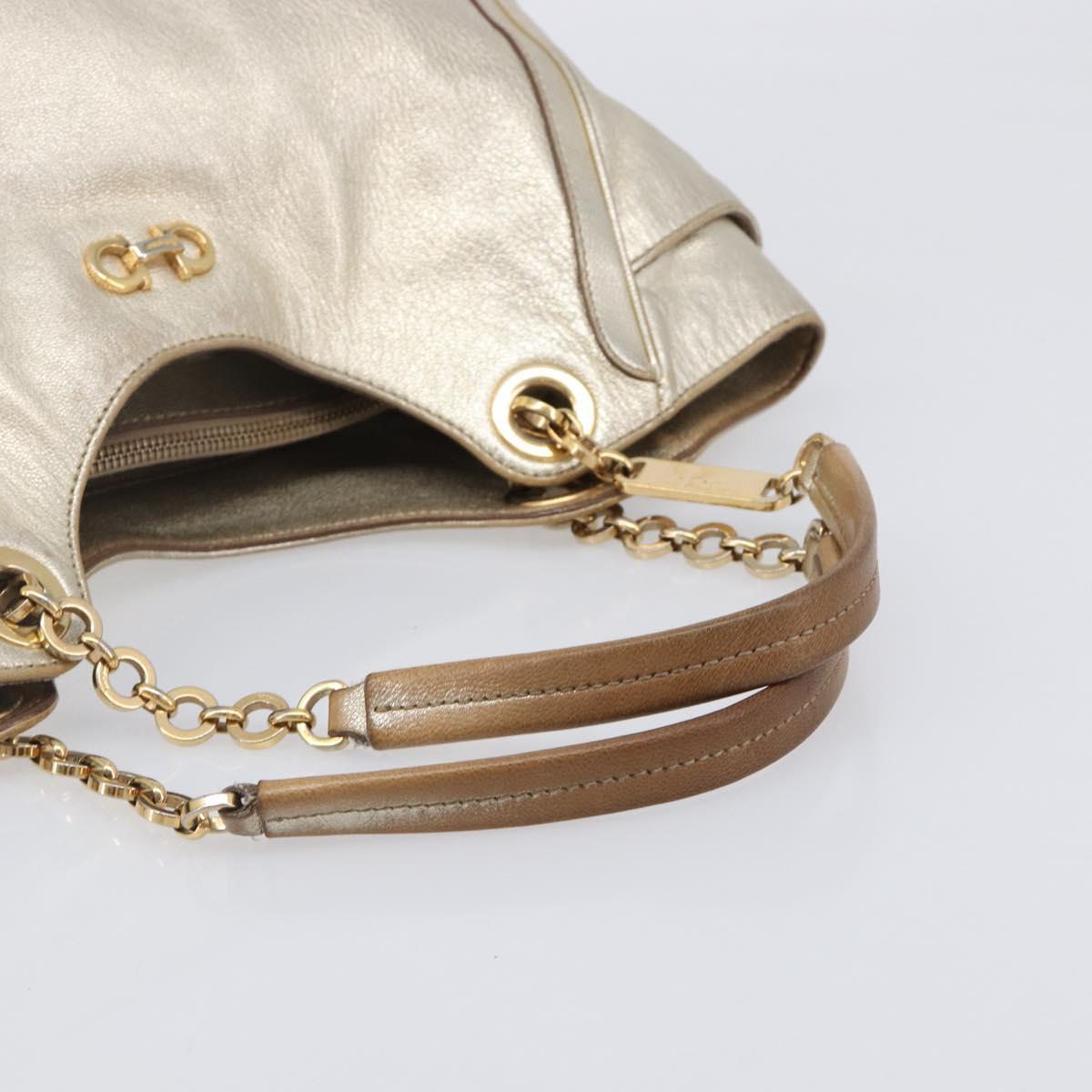 Salvatore Ferragamo Gancini Tote Bag Leather Gold Auth bs37360