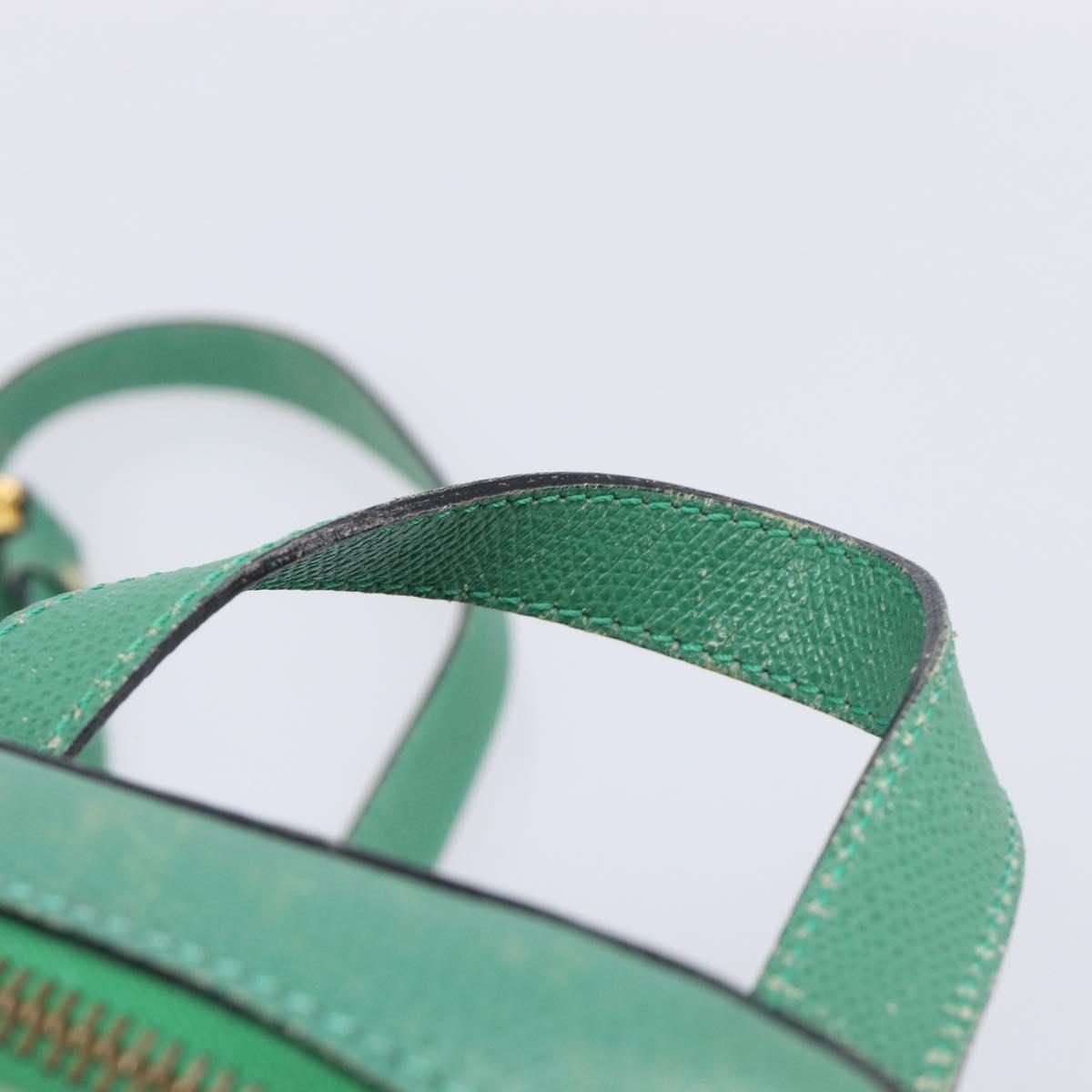 CELINE Backpack Leather Green Gold Auth bs37368