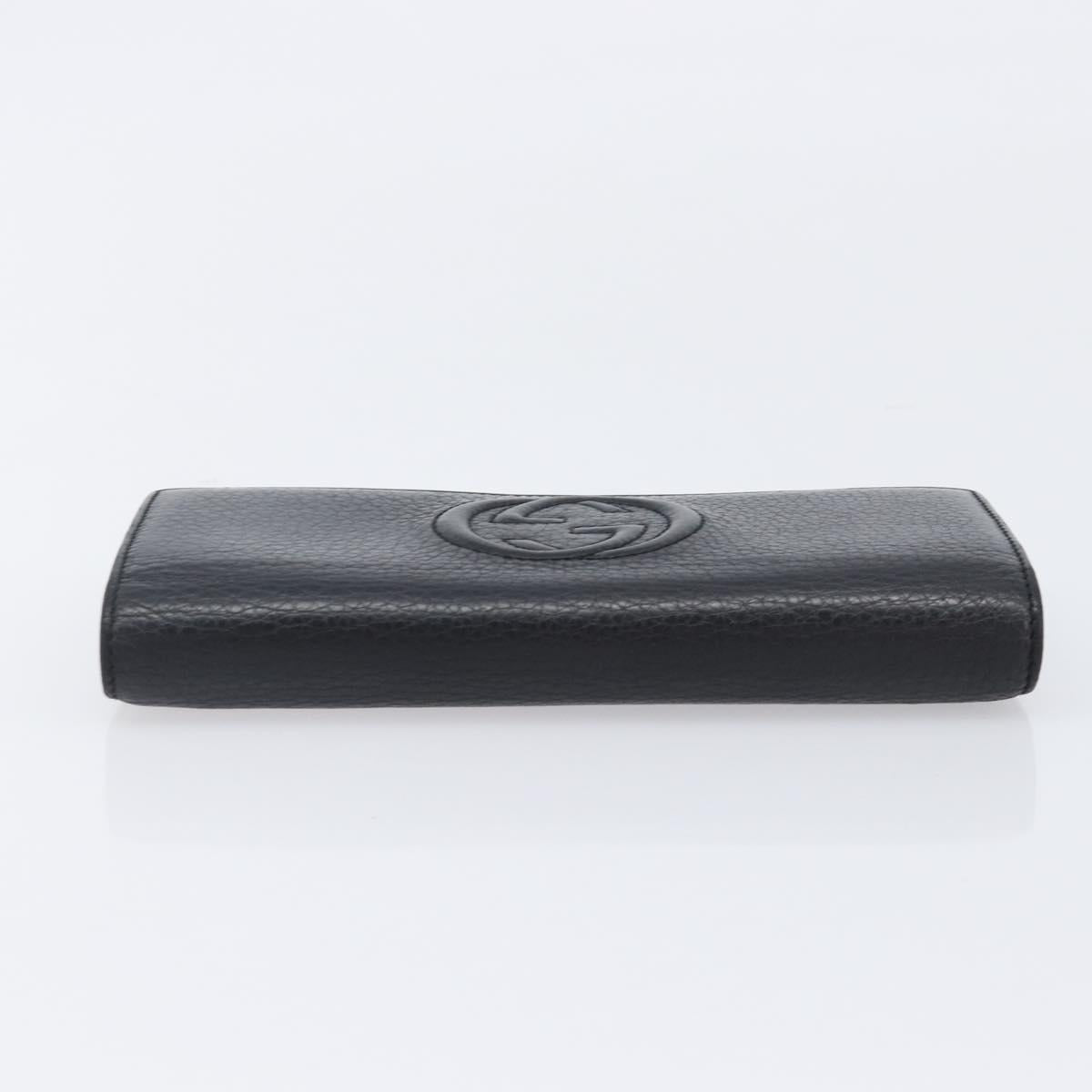 GUCCI Long Wallet Leather 2 Set Brown Black Auth bs37370