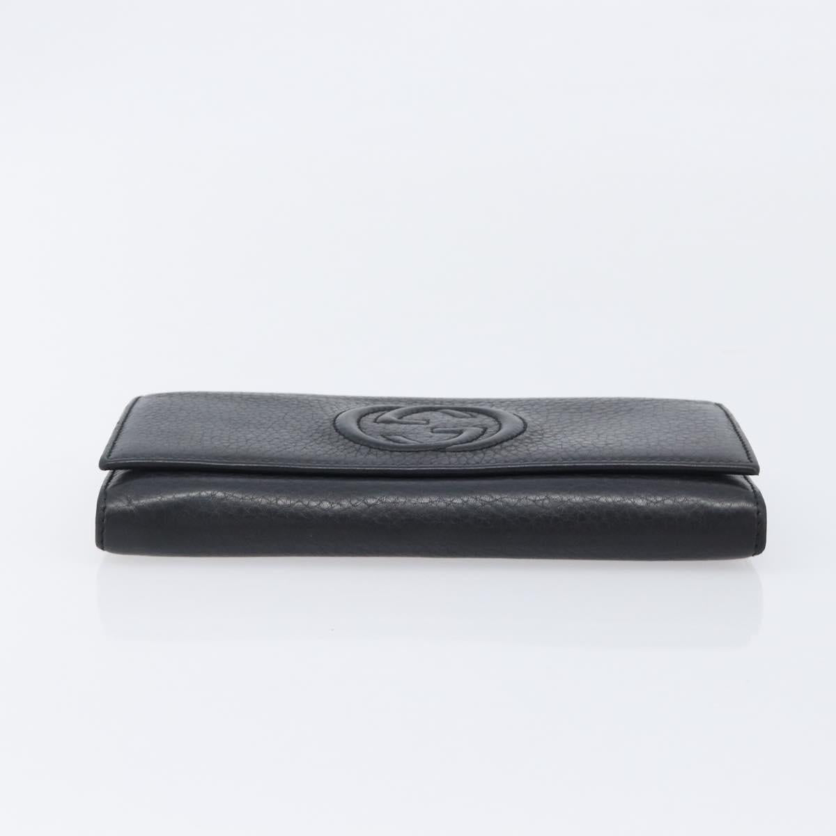 GUCCI Long Wallet Leather 2 Set Brown Black Auth bs37370