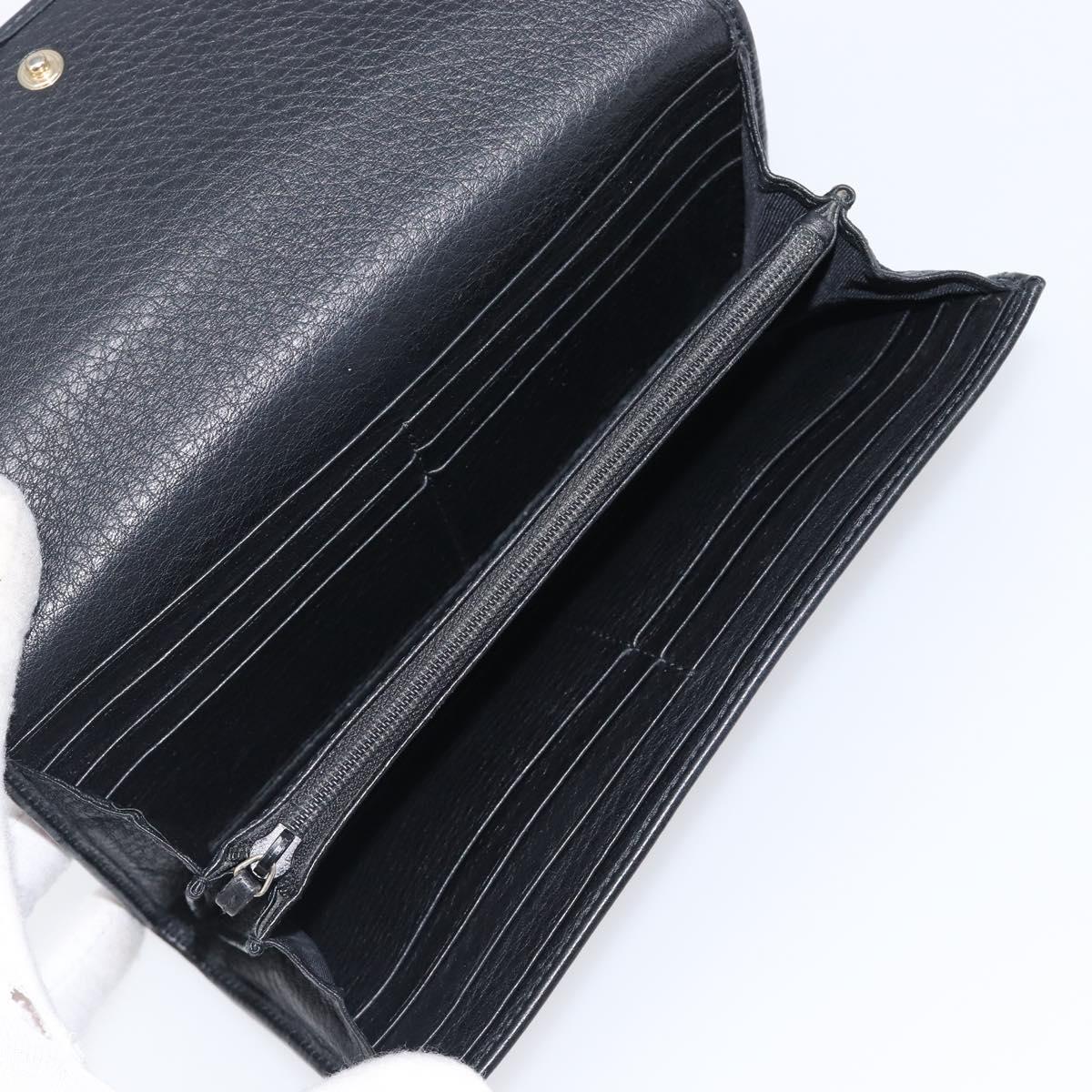 GUCCI Long Wallet Leather 2 Set Brown Black Auth bs37370