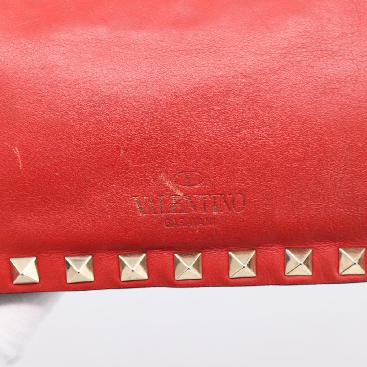 VALENTINO Clutch Bag Leather Black Gold Auth bs37371