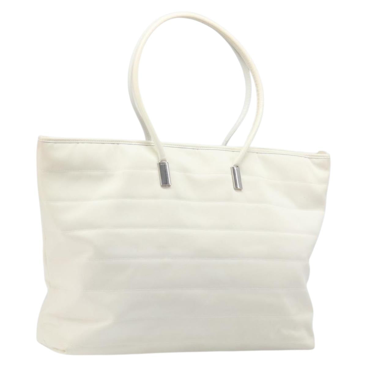 GUCCI Tote Bag Nylon White Silver 002 2123 0455 Auth bs37372