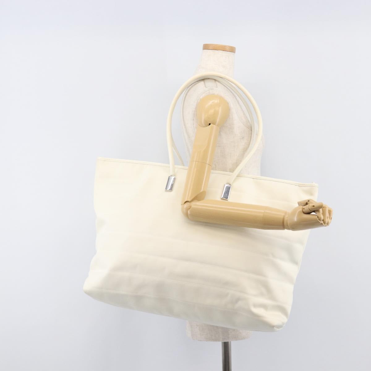 GUCCI Tote Bag Nylon White Silver 002 2123 0455 Auth bs37372