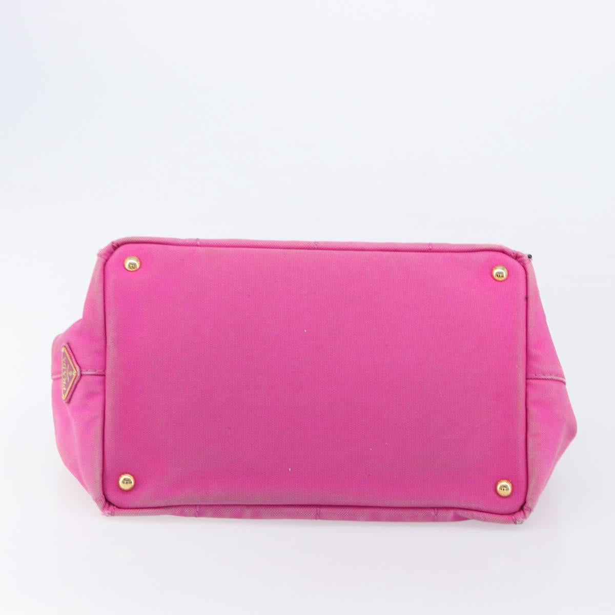 PRADA Canapa MM Hand Bag Canvas Pink Gold Auth bs37373
