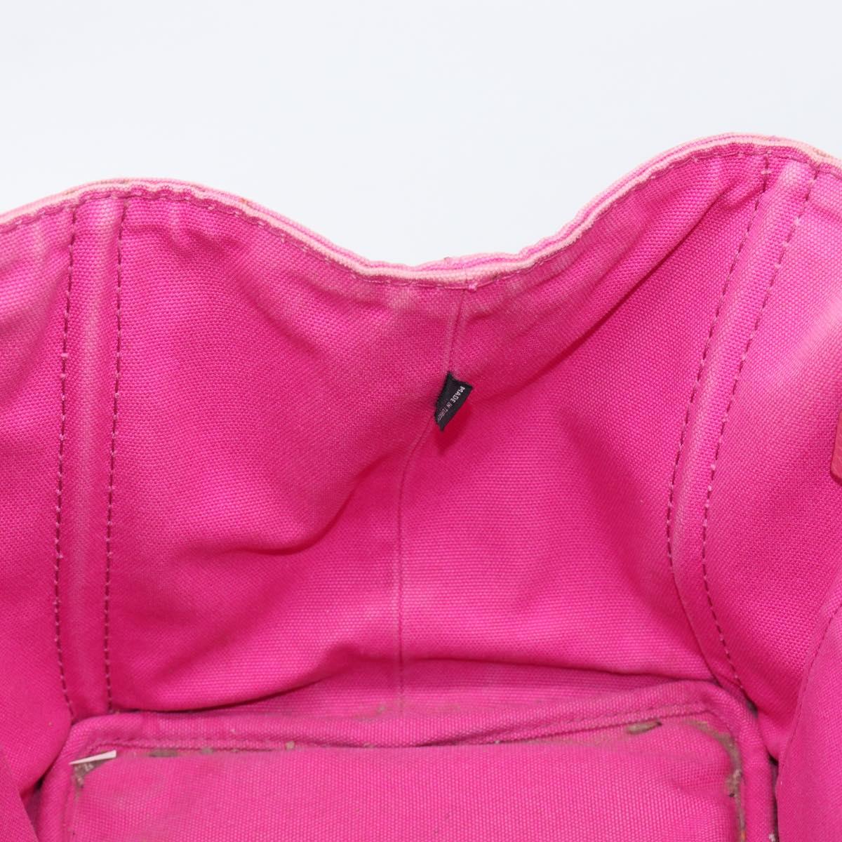 PRADA Canapa MM Hand Bag Canvas Pink Gold Auth bs37373