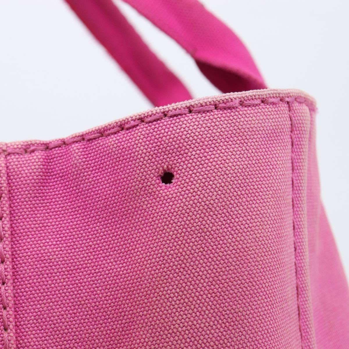 PRADA Canapa MM Hand Bag Canvas Pink Gold Auth bs37373