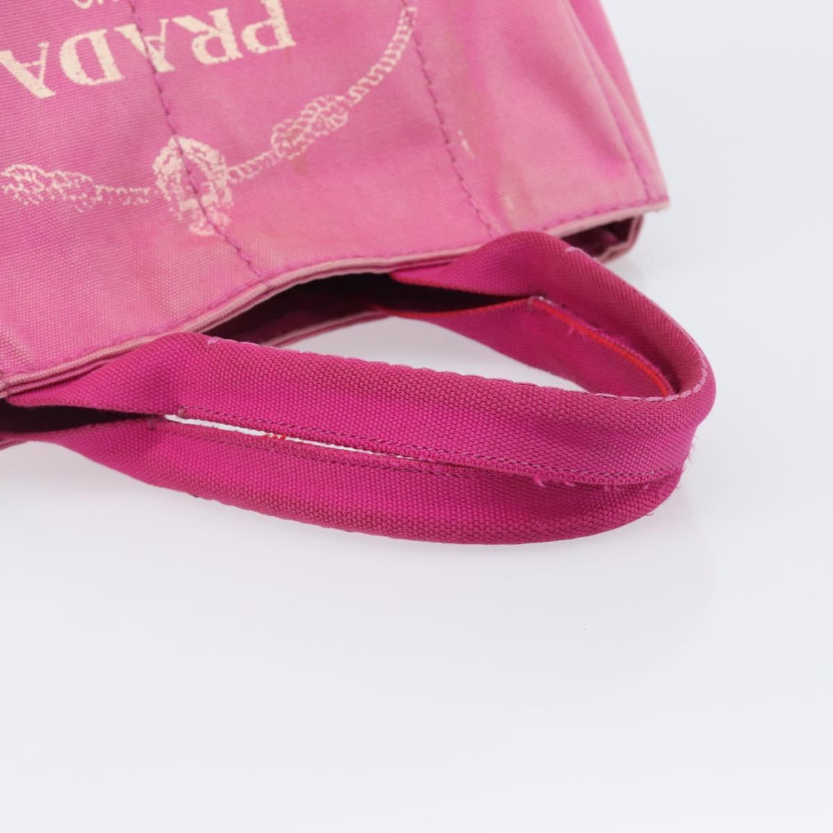 PRADA Canapa MM Hand Bag Canvas Pink Gold Auth bs37373