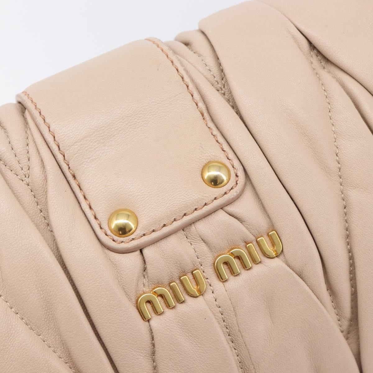 Miu Miu Matelasse Shoulder Bag Leather Pink Gold Auth bs37375