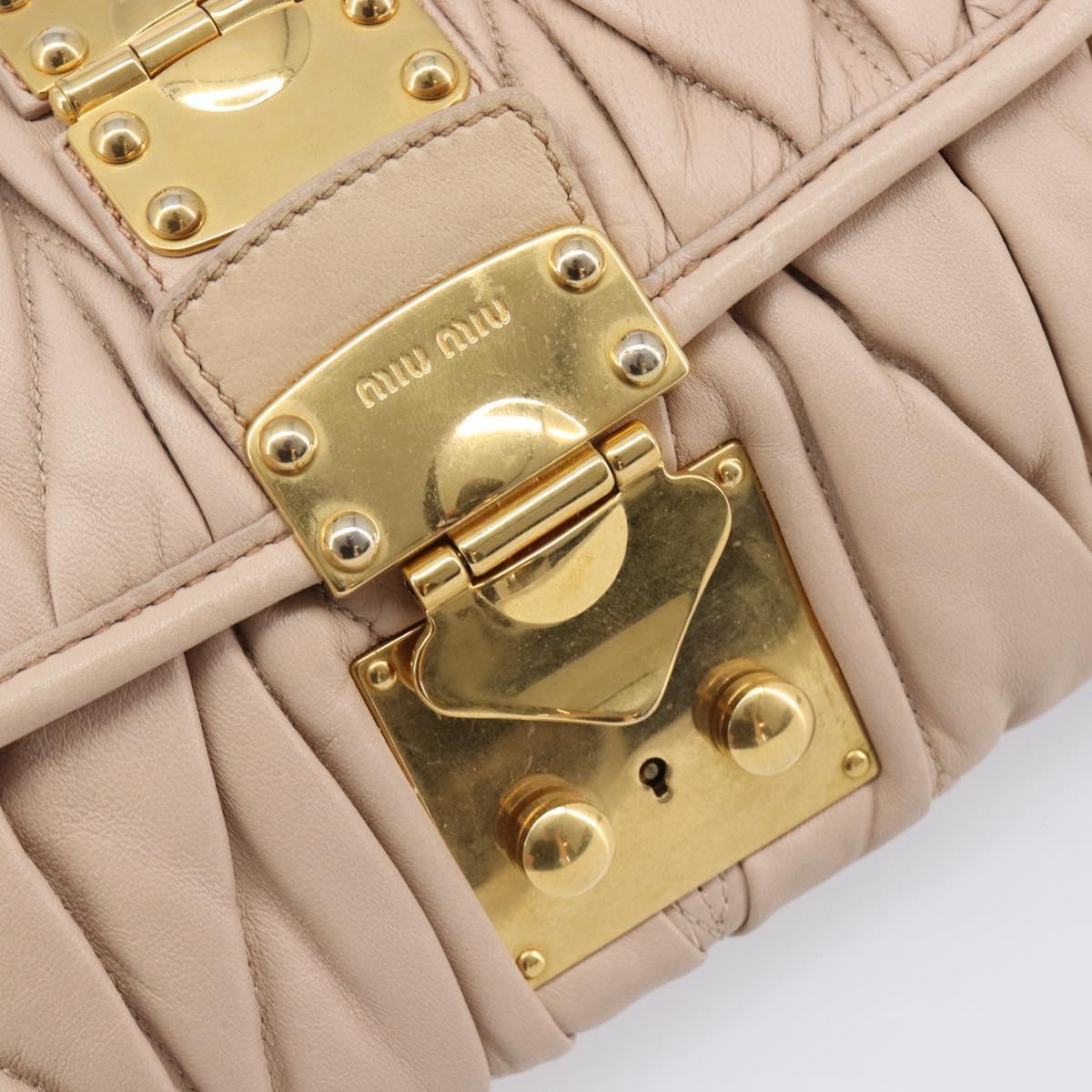 Miu Miu Matelasse Shoulder Bag Leather Pink Gold Auth bs37375